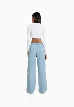 BERSHKA Pleated - Flared Jeans - Light Blue -Bershka ace1f36d1d034afc9563b980d4195143