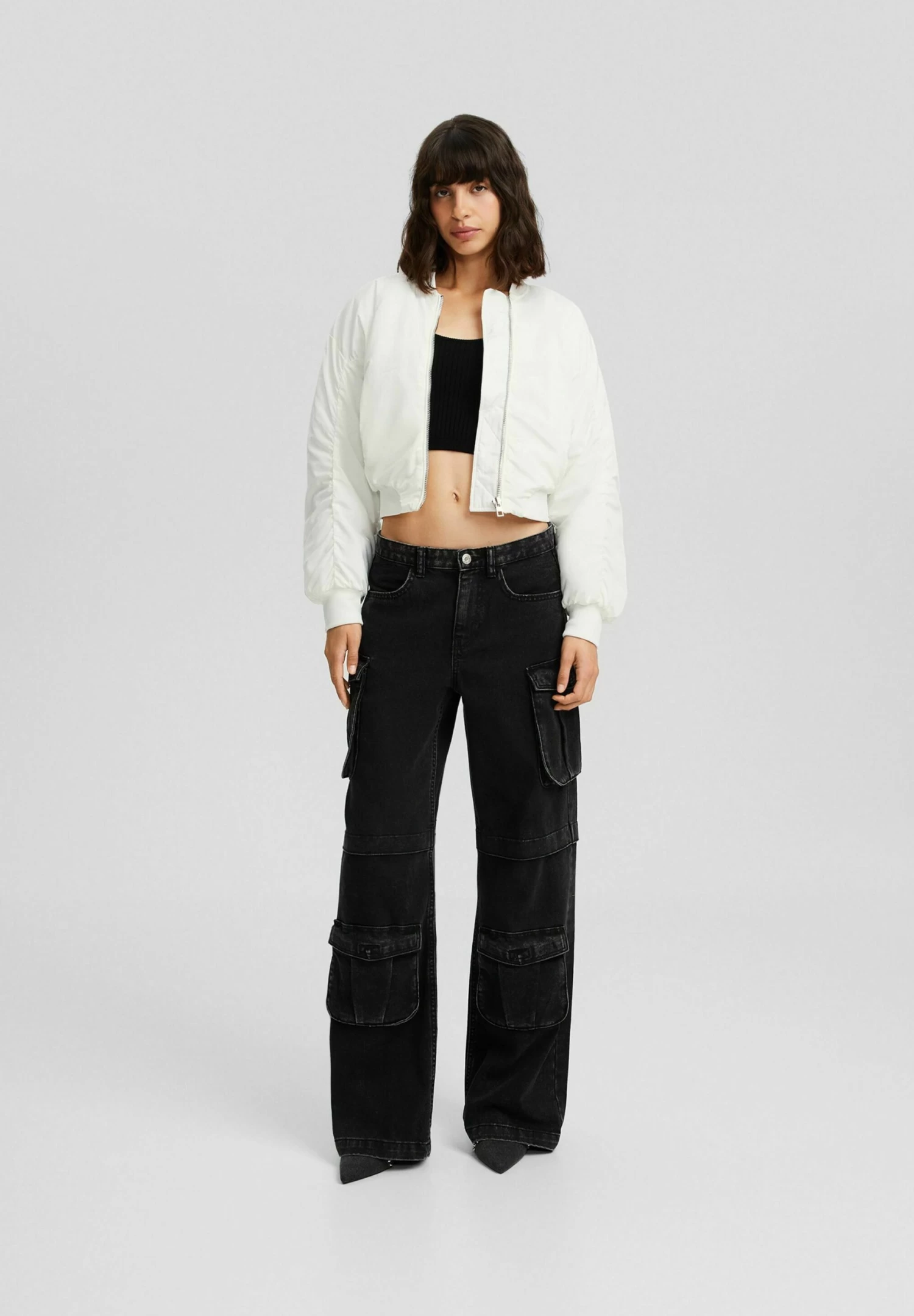 BERSHKA Cropped - Bomberjacks - White 2 BERSHKA Cropped - Bomberjacks - White - Afbeelding 2