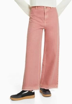 BERSHKA Culottes- Flared Jeans - Pink