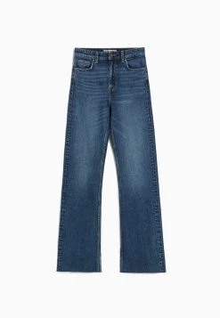 BERSHKA Comfort Straight With Side Slit- Bootcut Jeans - Dark Blue 11 BERSHKA Comfort Straight With Side Slit- Bootcut Jeans - Dark Blue -Bershka b214cc520ab44969ac2514a04dafdf92