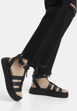BERSHKA Cage 11810160 - Sandalen Met Plateauzool - Black