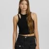 BERSHKA Multi Pocket Twill- Jeansrok - Black