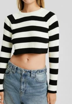 BERSHKA Blend - Trui - White Black -Bershka b37f8652bcb540f0a2d5bd7bf9d95b65