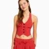 BERSHKA Halter - Bodywarmer - Coral