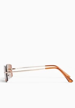 BERSHKA Rectangular No Frame - Zonnebril - Brown -Bershka b550336c93504802bab6b62bf77c86b9