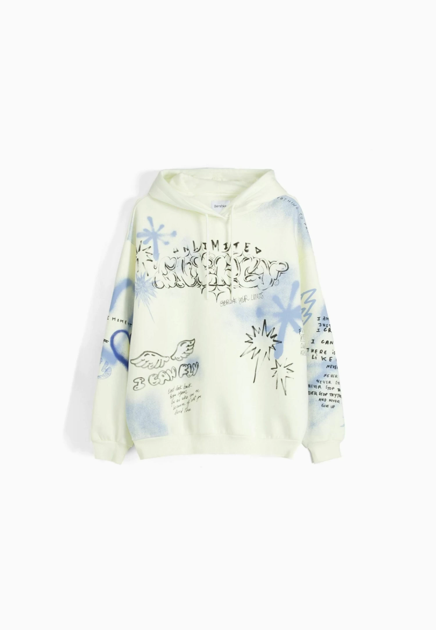 BERSHKA Printed- Hoodie - White 5 BERSHKA Printed- Hoodie - White - Afbeelding 5
