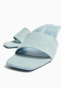 BERSHKA Muiltjes Met Hak - Metallic Blue -Bershka b65f6072475c40ec8ab0d1ea05e4cc53