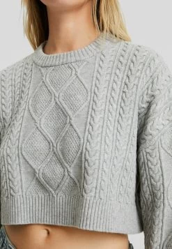 BERSHKA Cable - Trui - Grey -Bershka b6b7f5d4c0bb4b7f8713997b652bbe75