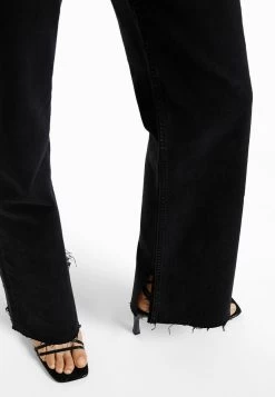 BERSHKA Comfort Straight With Side Slit- Bootcut Jeans - Black -Bershka b71f80f31f5d408e9aeadfa28c5d3cfa