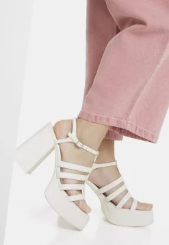 BERSHKA Sandalen Met Hoge Hak - White