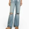 BERSHKA Wide 90S Ripped - Relaxed Fit Jeans - Light Blue