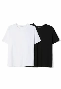BERSHKA 2-Pack Short Sleeve - T-Shirt Basic - White -Bershka ba188b2fd0cf4ab2ad365ce3de65e066