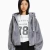 BERSHKA Fuzzy - Jas - Grey
