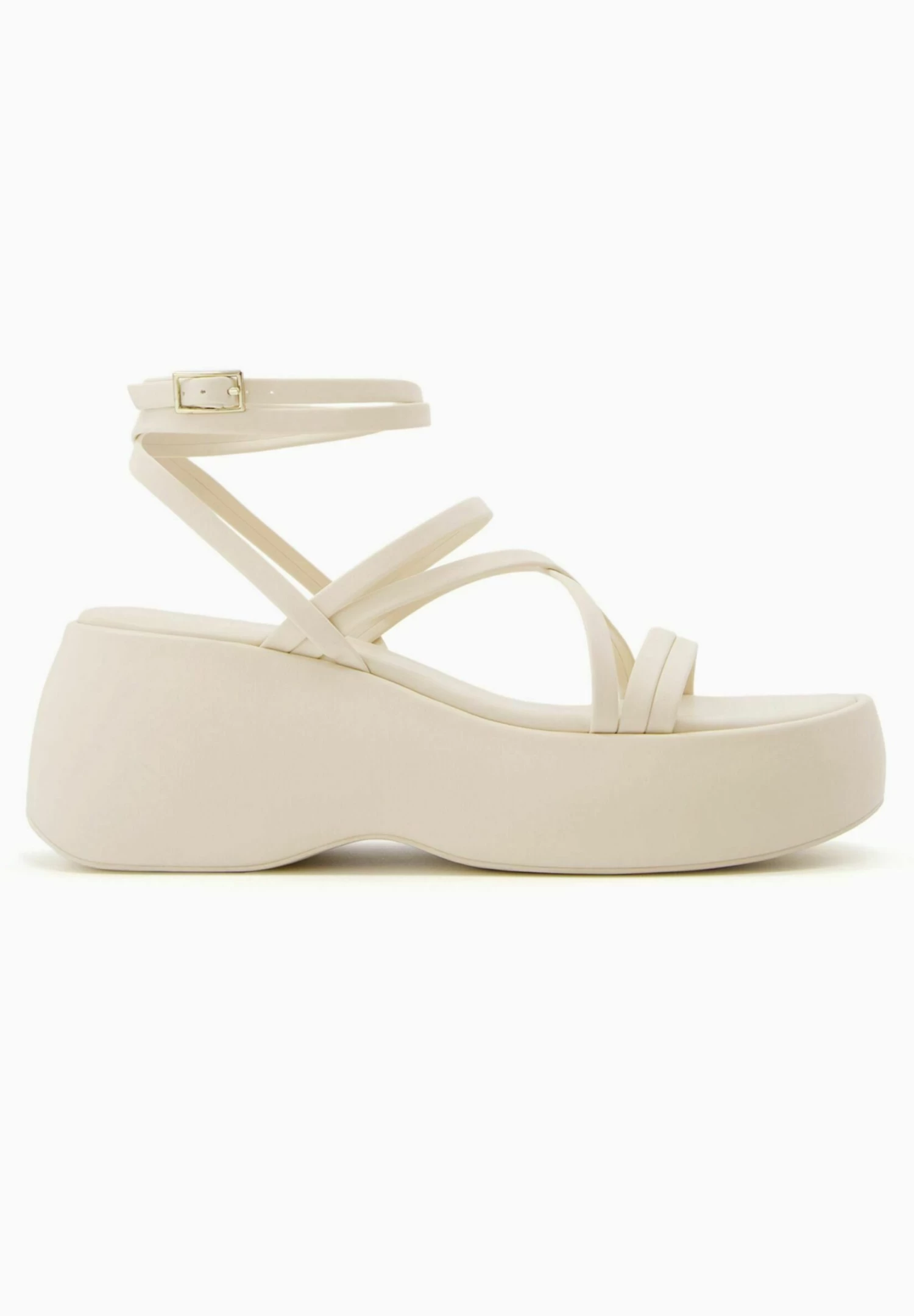 BERSHKA Strappy With Ankle Strap - Sandalen Met Sleehak - Beige 6 BERSHKA Strappy With Ankle Strap - Sandalen Met Sleehak - Beige - Afbeelding 6