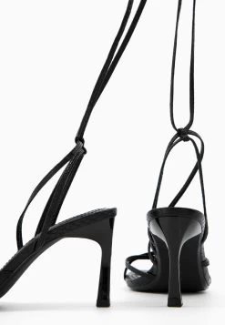 BERSHKA Lace Up Embossed Animal Print 11780160 - Sandalen Met Hoge Hak - Black -Bershka bc5f151cf51e4ea891464abf93b292fc