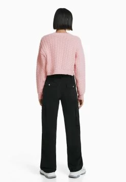 BERSHKA Textured- Trui - Light Pink -Bershka bc9bb2549ce24b7eb65f7bdf8ec2cd7e