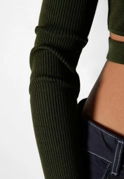 BERSHKA Cut-Out - 01665623 - Trui - Dark Green -Bershka bd9f1d70d6c24112aaf38e9f3eac6a35
