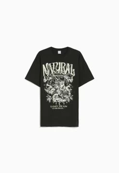 BERSHKA Printed- T-Shirt Print - Black -Bershka be7b97e6ac7a40aebf78a812a3dad1a4