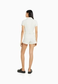 BERSHKA Zip - Jumpsuit - Beige -Bershka bedde1c7a2c647b8a27ec9e30a51bee6