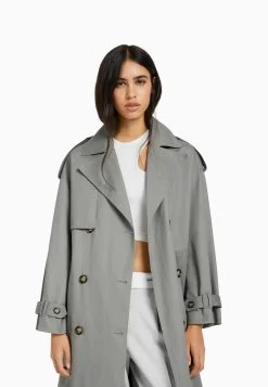 BERSHKA Trenchcoat - Grey 8 BERSHKA Trenchcoat - Grey -Bershka c16d9d5d04634acd8cdaee6e7f59ca8b