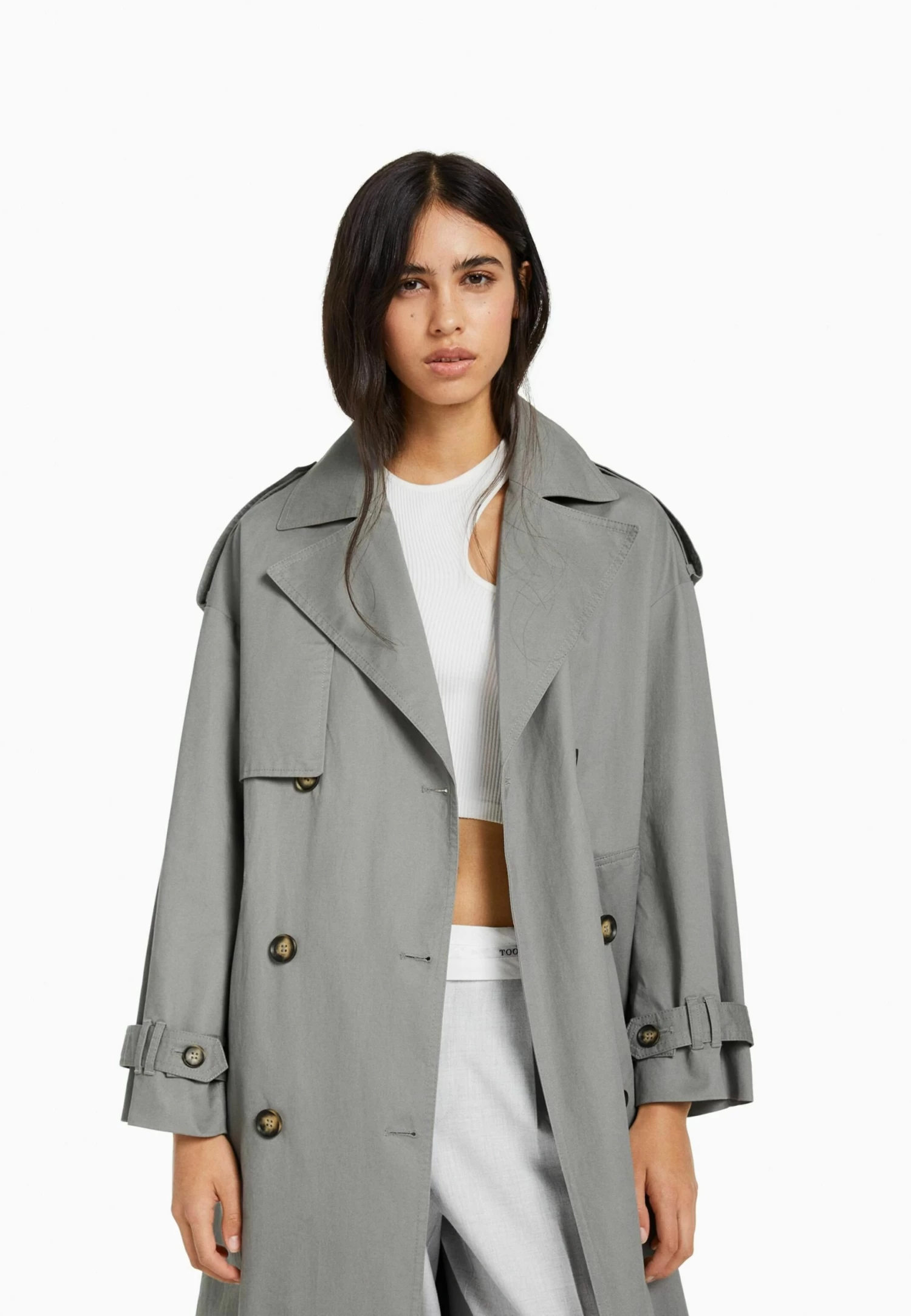 BERSHKA Trenchcoat - Grey 3 BERSHKA Trenchcoat - Grey - Afbeelding 3