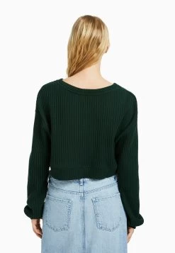 BERSHKA V-Neck - Trui - Evergreen -Bershka c20de935d469479dbc68b05d259acd88