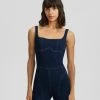 BERSHKA Bodycon Strappy - Jumpsuit - Light Blue