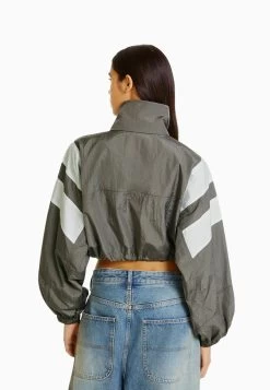 BERSHKA Cropped - Lichte Jas - Grey -Bershka c24b64b207874d87aea256e9c1d5cad8