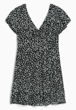 BERSHKA Voluminous Mini Short Sleeve- Jurk - Black -Bershka c27feac86014478eb7178faf29fc1fbc