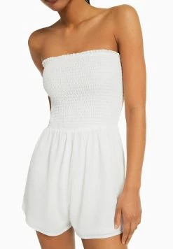 BERSHKA Textured With Shirring - Bandeau - Jumpsuit - White 10 BERSHKA Textured With Shirring - Bandeau - Jumpsuit - White -Bershka c2eb515ec5f9411f8cdcb1b4f47d0510