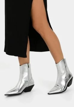 BERSHKA Cowboy-/Bikerlaarsjes - Silvercoloured