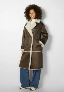 BERSHKA Double Faced- Winterjas - Brown