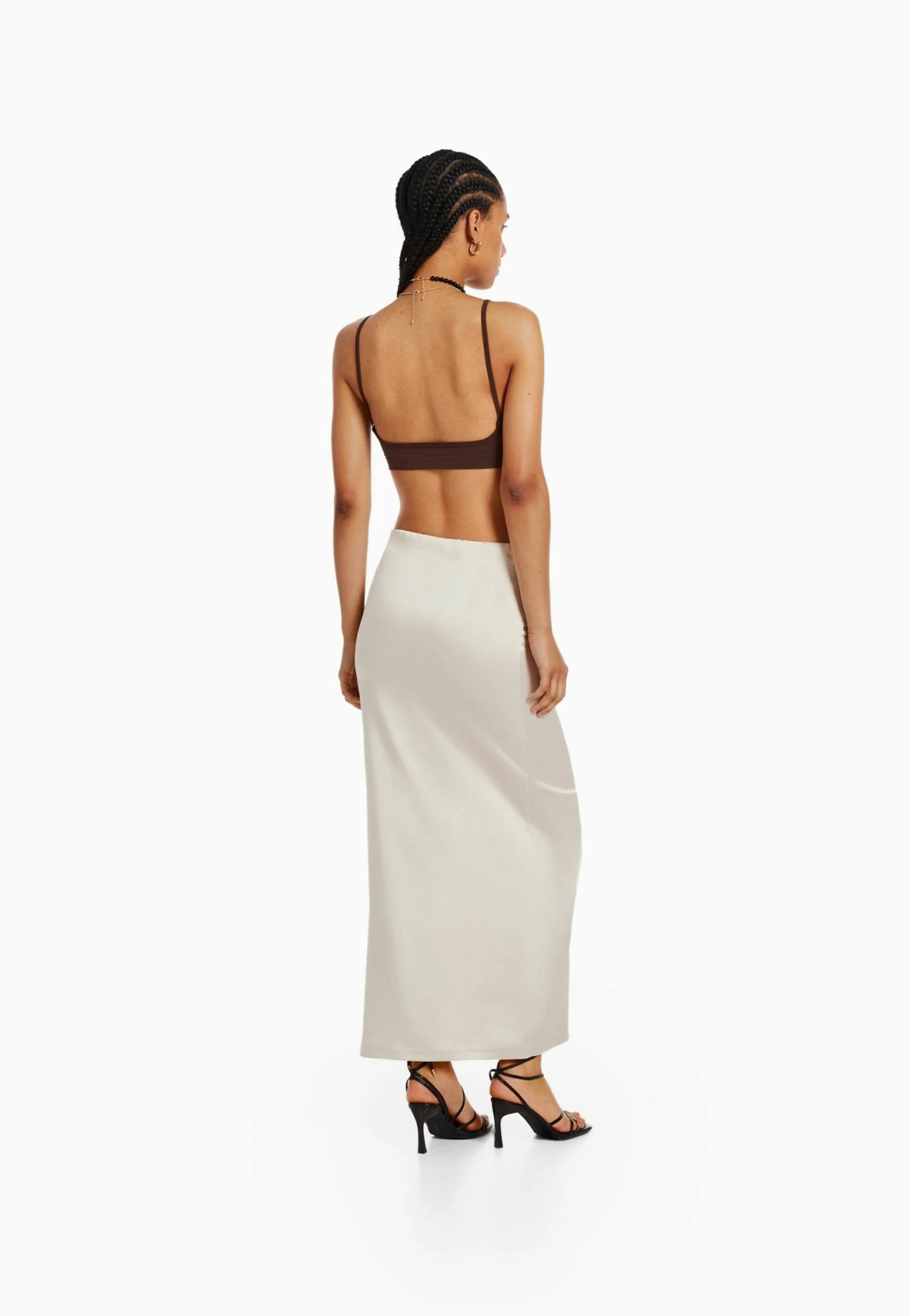 BERSHKA With Side Slit - Maxirok - Stone 2 BERSHKA With Side Slit - Maxirok - Stone - Afbeelding 2