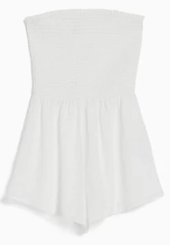 BERSHKA Textured With Shirring - Bandeau - Jumpsuit - White 11 BERSHKA Textured With Shirring - Bandeau - Jumpsuit - White -Bershka c4dfdc468dc44e95a99b2defbf462d0a