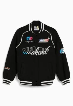 BERSHKA Plush Racing - Vest - Black -Bershka c538c82bada6499ea6f9b59e30aba375