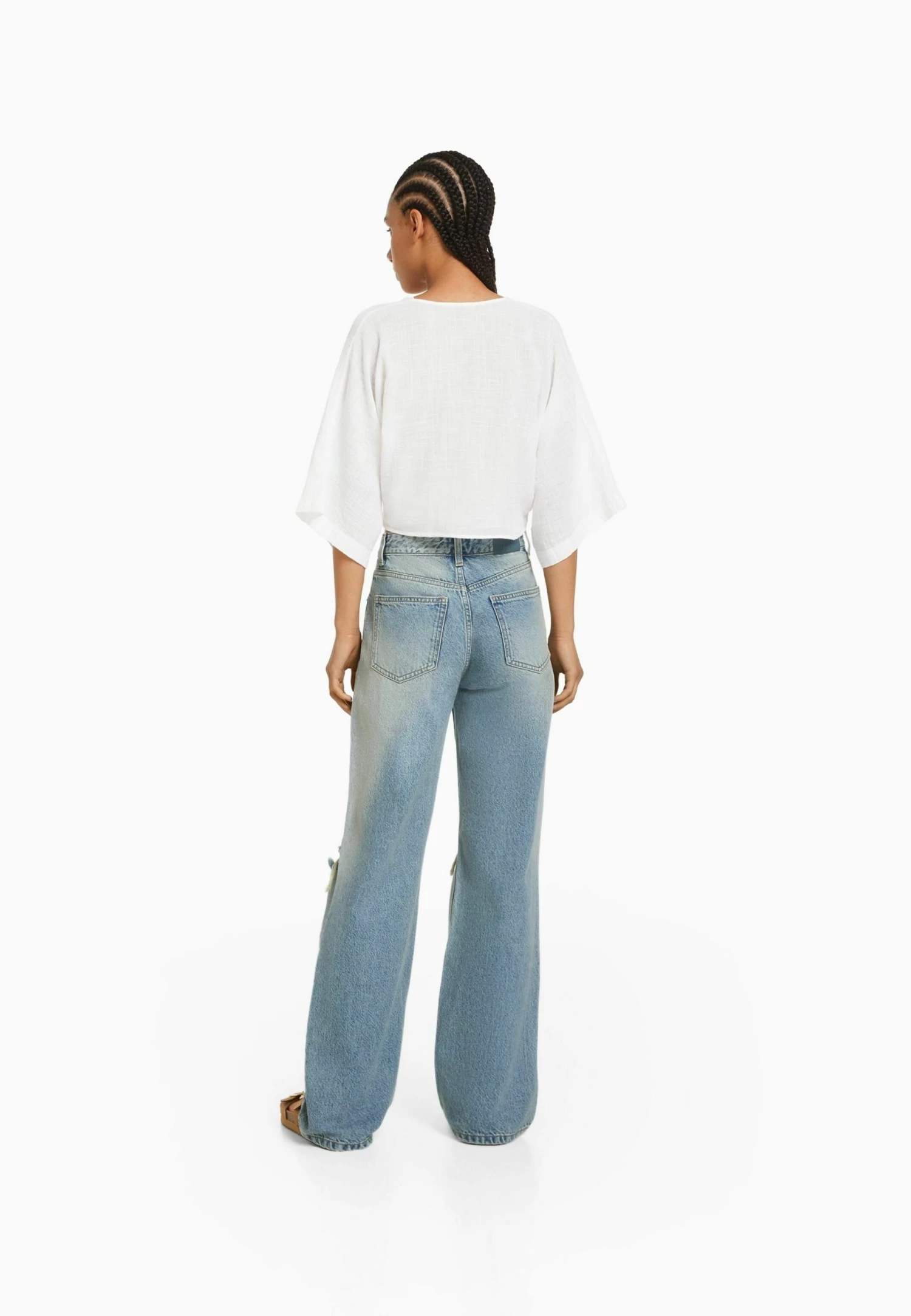 BERSHKA Wide 90S Ripped - Relaxed Fit Jeans - Light Blue 3 BERSHKA Wide 90S Ripped - Relaxed Fit Jeans - Light Blue - Afbeelding 3
