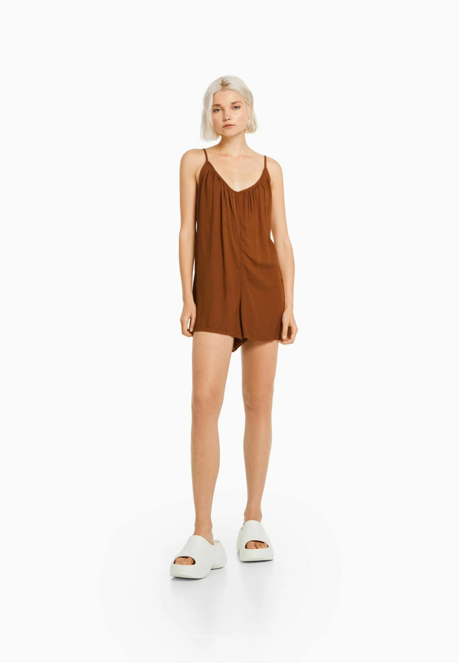 BERSHKA Strappy Flowing With Back Tie - Jumpsuit - Dark Brown 2 BERSHKA Strappy Flowing With Back Tie - Jumpsuit - Dark Brown - Afbeelding 2