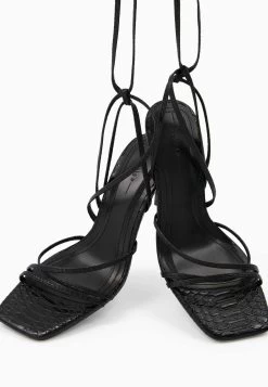 BERSHKA Lace Up Embossed Animal Print 11780160 - Sandalen Met Hoge Hak - Black -Bershka c5e0e698d7cc4e0a8b311349ce58cb63