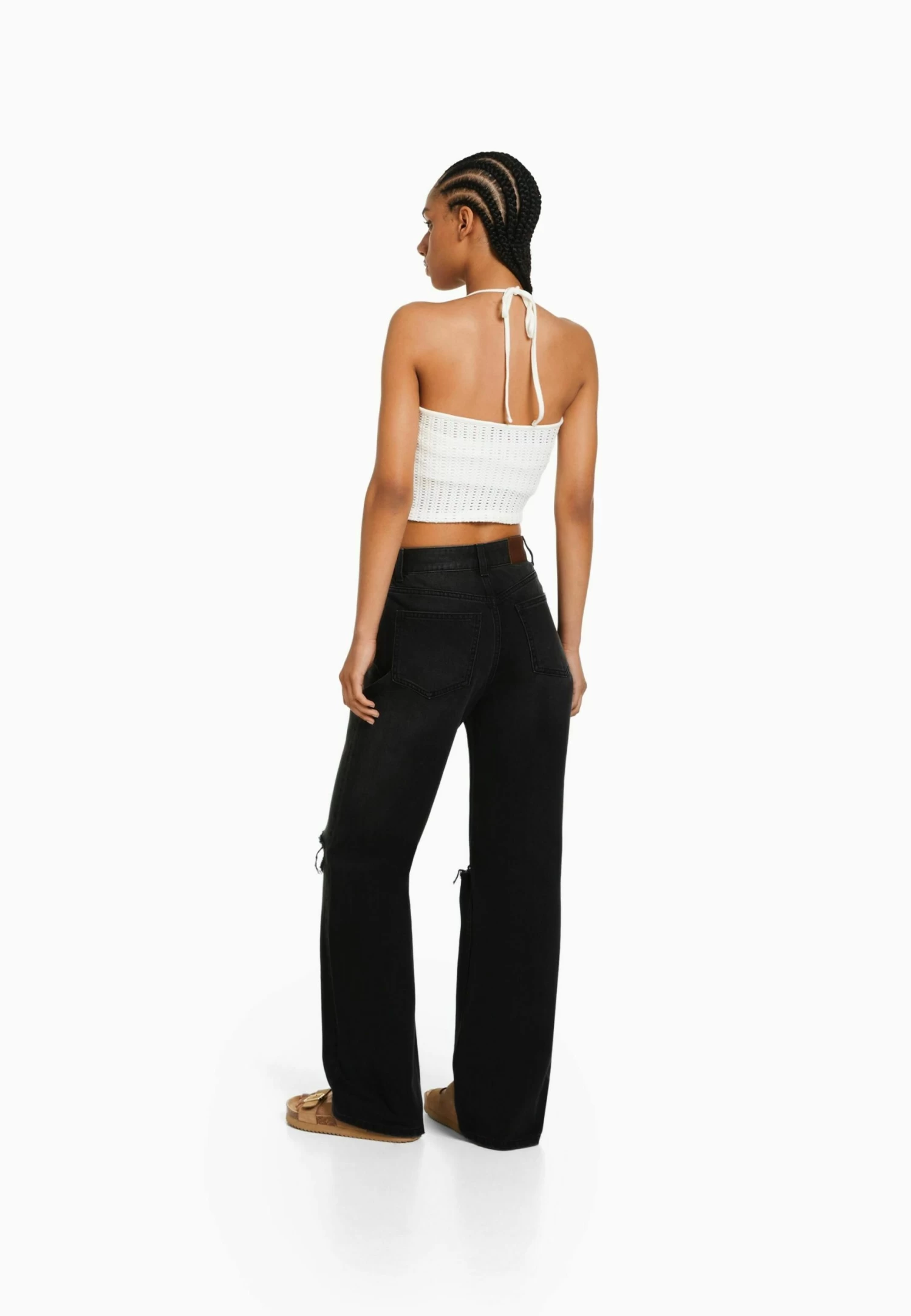 BERSHKA Wide 90S Ripped - Relaxed Fit Jeans - Black 3 BERSHKA Wide 90S Ripped - Relaxed Fit Jeans - Black - Afbeelding 3