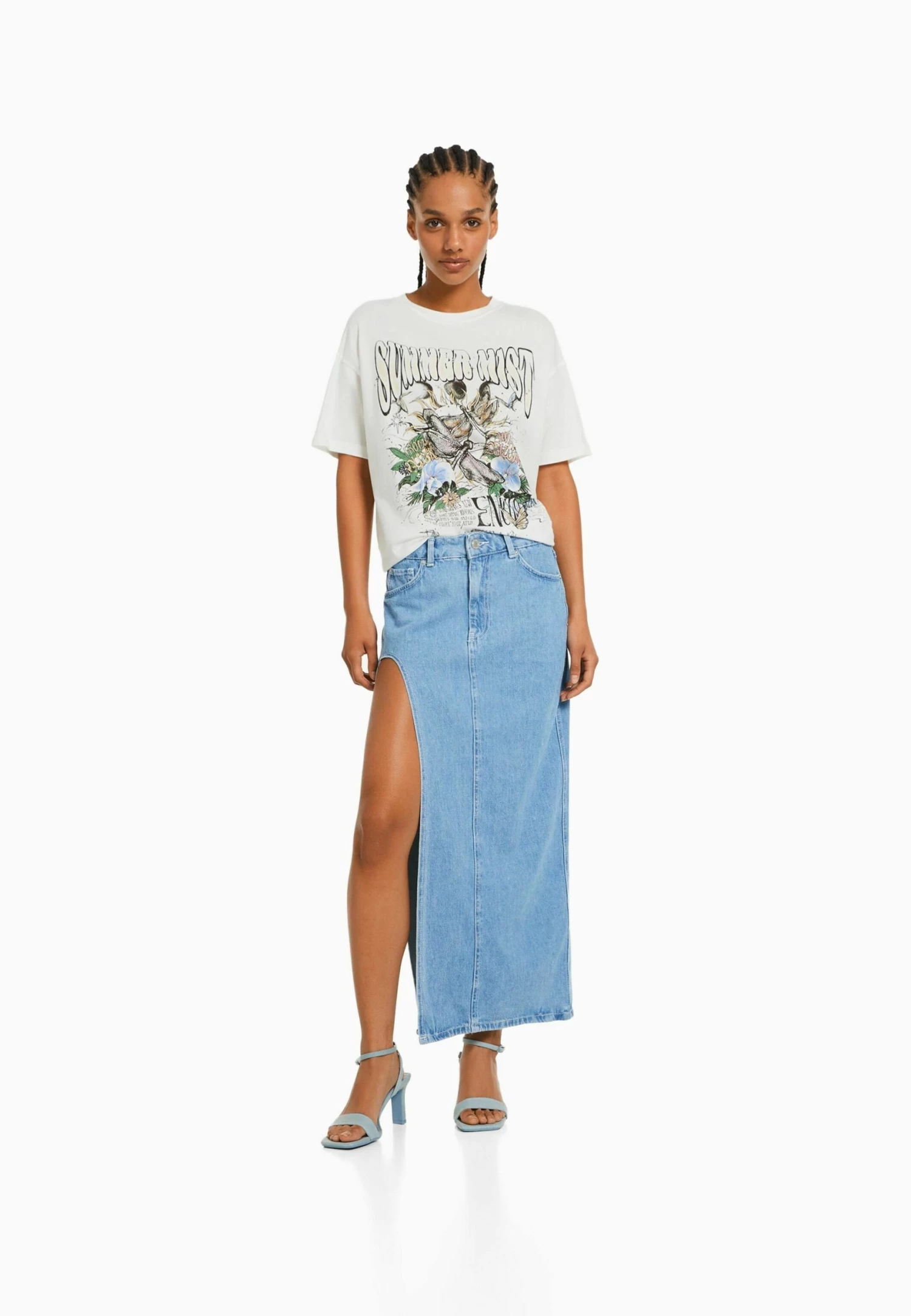 BERSHKA Short Sleeve - Print - T-Shirt Print - White 2 BERSHKA Short Sleeve - Print - T-Shirt Print - White - Afbeelding 2