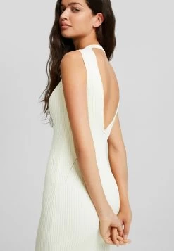BERSHKA With Open Back-Midi- Etui-Jurk - White -Bershka c81cb758d3144b05bde0a062aac68327