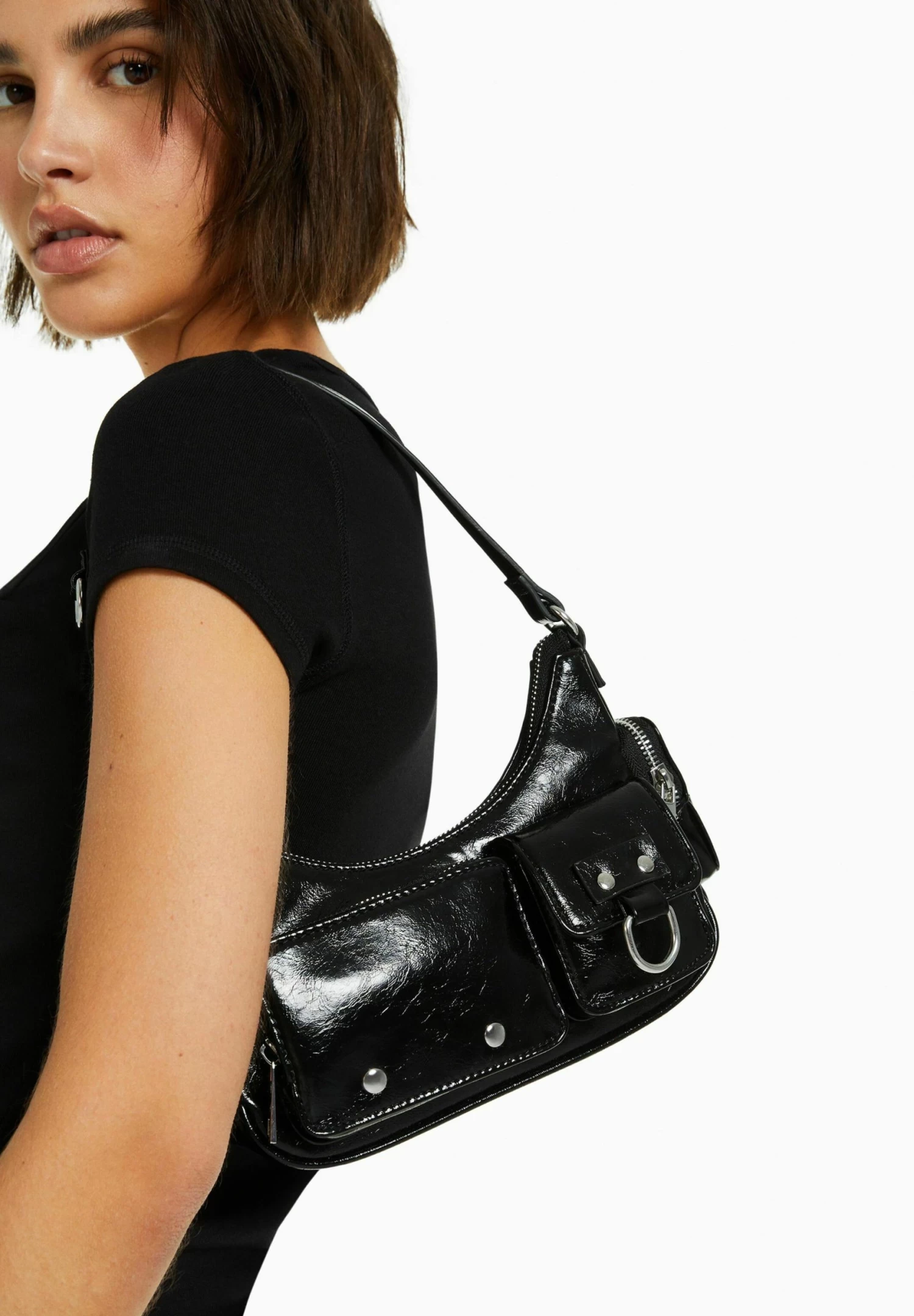 BERSHKA Multi-Pocket-Shoulder - Handtas - Black 2 BERSHKA Multi-Pocket-Shoulder - Handtas - Black - Afbeelding 2