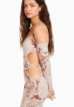 BERSHKA Printed With Cut Out Asymmetric- Etui-Jurk - Dark Brown 9 BERSHKA Printed With Cut Out Asymmetric- Etui-Jurk - Dark Brown -Bershka c90a3b4cd4ae4b80b425aa91b70c7366