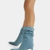 BERSHKA Slouchy Heeled - Korte Laarzen - Blue Denim