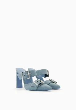 BERSHKA Buckled - Muiltjes Met Hak - Blue Denim -Bershka c9bf35cc2a754286b339b814ab446e8a
