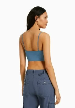 BERSHKA 3-PackStrappy- Top - Off White/Blue/Grey -Bershka c9e22df2b9414a468ed6900b109d1ba5