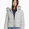 BERSHKA Hood Puffer- Winterjas - Grey
