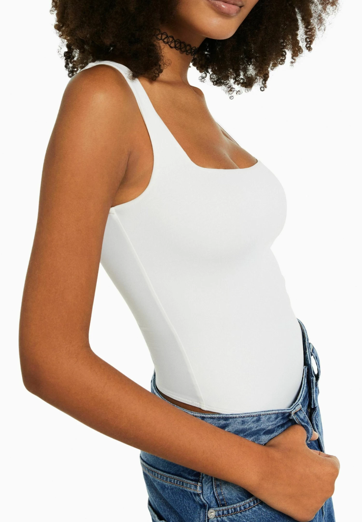 BERSHKA Monochrome Strappy- Top - Off White 4 BERSHKA Monochrome Strappy- Top - Off White - Afbeelding 4