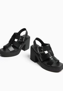 BERSHKA Cage- Sandalen Met Plateauzool - Black -Bershka cba17ae4265248adbf56670bf98d9136