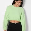 BERSHKA Textured Chenille - Trui - Evergreen